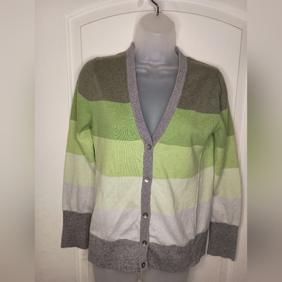 2/$30 EDDIE BAUER button up colorblock striped soft cardigan sweater (#1,050) - Picture 1 of 7